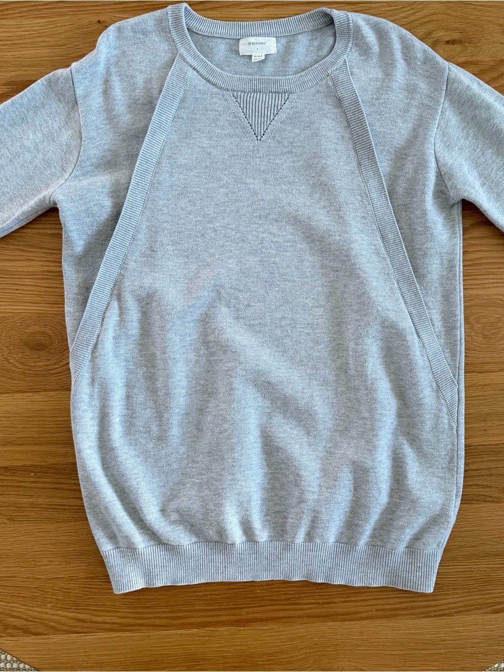 SERAPHINE Maternity Relaxed Cotton Blend Sweater Grey Side Zip Size Small